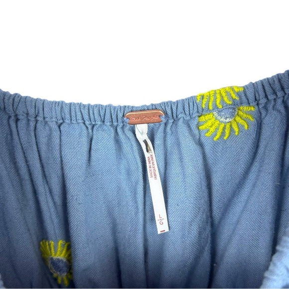 FREE PEOPLE EMORY DAISY EMBROIDERY MILKMAID COTTON LINEN RELAXED BOHO MIDI DRESS - Picture 14 of 16